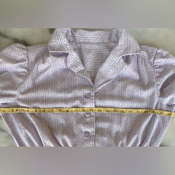 ⚡️Vintage⚡️ Handmade Long Sleeve Lavender Floral Cotton Midi Dress - Picture 4 of 8